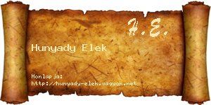 Hunyady Elek névjegykártya